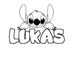 Coloración del nombre LUKAS - decorado Stitch