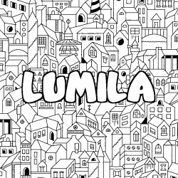 Coloración del nombre LUMILA - decorado ciudad