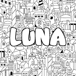 Dibujo para colorear LUNA - decorado ciudad