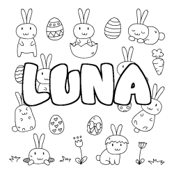 Dibujo para colorear LUNA - decorado Pascua