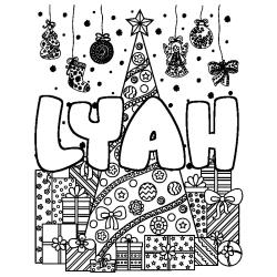 Coloración del nombre LYAH - decorado árbol de Navidad y regalos