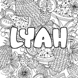 Coloración del nombre LYAH - decorado mandala de frutas