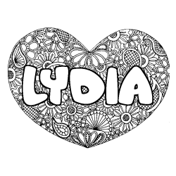 Coloración del nombre LYDIA - decorado mandala de corazón