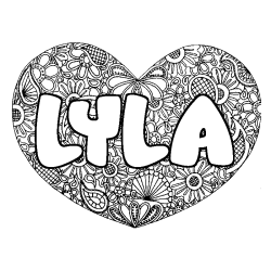 Dibujo para colorear LYLA - decorado mandala de coraz&oacute;n