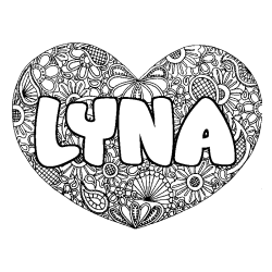 Coloración del nombre LYNA - decorado mandala de corazón