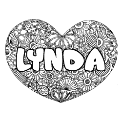 Coloración del nombre LYNDA - decorado mandala de corazón