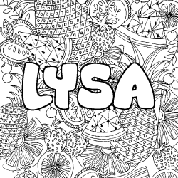 Coloración del nombre LYSA - decorado mandala de frutas