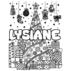 Dibujo para colorear LYSIANE - decorado &aacute;rbol de Navidad y regalos