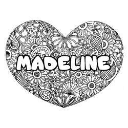 Coloración del nombre MADELINE - decorado mandala de corazón