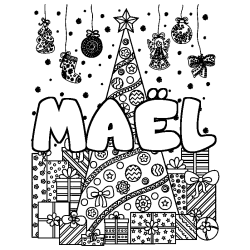 Coloración del nombre MAËL - decorado árbol de Navidad y regalos