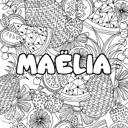 Coloración del nombre MAËLIA - decorado mandala de frutas