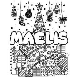 Coloración del nombre MAELIS - decorado árbol de Navidad y regalos