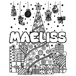 Coloración del nombre MAELISS - decorado árbol de Navidad y regalos