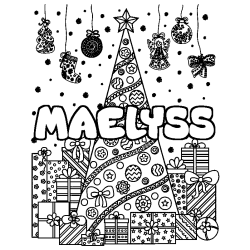 Coloración del nombre MAELYSS - decorado árbol de Navidad y regalos