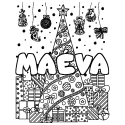 Coloración del nombre MAÉVA - decorado árbol de Navidad y regalos