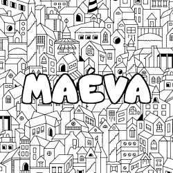 Coloración del nombre MAÉVA - decorado ciudad