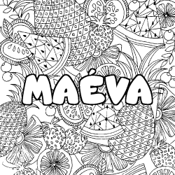 Coloración del nombre MAÉVA - decorado mandala de frutas