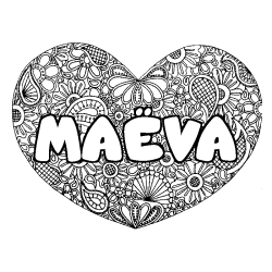 Dibujo para colorear MA&Euml;VA - decorado mandala de coraz&oacute;n