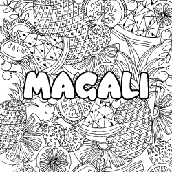 Coloración del nombre MAGALI - decorado mandala de frutas