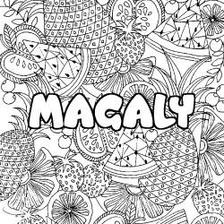 Coloración del nombre MAGALY - decorado mandala de frutas