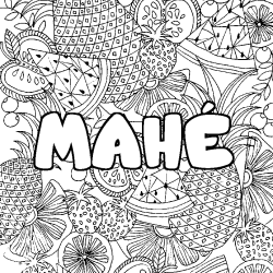 Coloración del nombre MAHÉ - decorado mandala de frutas