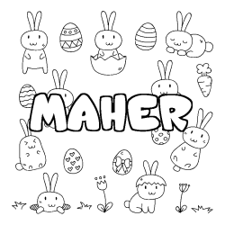 Coloración del nombre MAHER - decorado Pascua