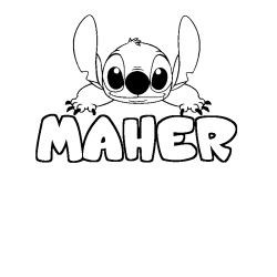 Coloración del nombre MAHER - decorado Stitch