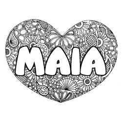 Dibujo para colorear MAIA - decorado mandala de coraz&oacute;n