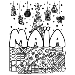 Coloración del nombre MAÏA - decorado árbol de Navidad y regalos