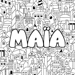 Coloración del nombre MAÏA - decorado ciudad