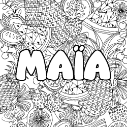 Coloración del nombre MAÏA - decorado mandala de frutas