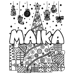 Coloración del nombre MAIKA - decorado árbol de Navidad y regalos