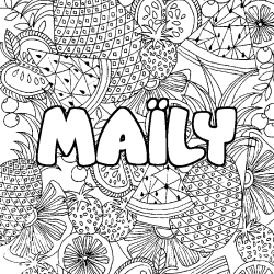 Coloración del nombre MAÏLY - decorado mandala de frutas