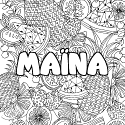 Coloración del nombre MAÏNA - decorado mandala de frutas