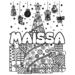 Coloración del nombre MAÏSSA - decorado árbol de Navidad y regalos