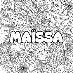 Coloración del nombre MAÏSSA - decorado mandala de frutas