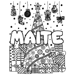 Coloración del nombre MAITE - decorado árbol de Navidad y regalos