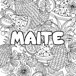 Coloración del nombre MAITE - decorado mandala de frutas