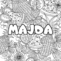 Coloración del nombre MAJDA - decorado mandala de frutas