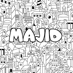 Coloración del nombre MAJID - decorado ciudad