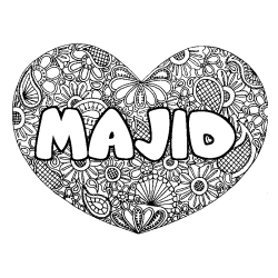 Coloración del nombre MAJID - decorado mandala de corazón