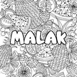 Coloración del nombre MALAK - decorado mandala de frutas