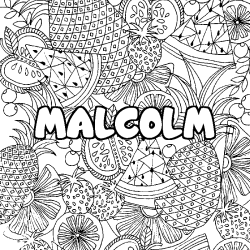 Coloración del nombre MALCOLM - decorado mandala de frutas