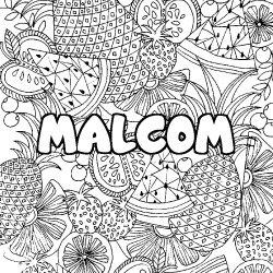 Coloración del nombre MALCOM - decorado mandala de frutas