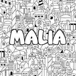 Coloración del nombre MALIA - decorado ciudad