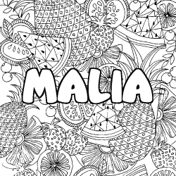 Coloración del nombre MALIA - decorado mandala de frutas