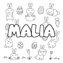 Coloración del nombre MALIA - decorado Pascua