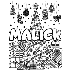 Coloración del nombre MALICK - decorado árbol de Navidad y regalos