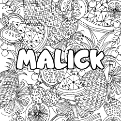 Coloración del nombre MALICK - decorado mandala de frutas