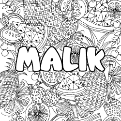 Coloración del nombre MALIK - decorado mandala de frutas